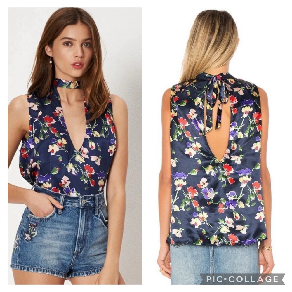 🎀 Tularosa Evie sleeveless blue floral blouse small